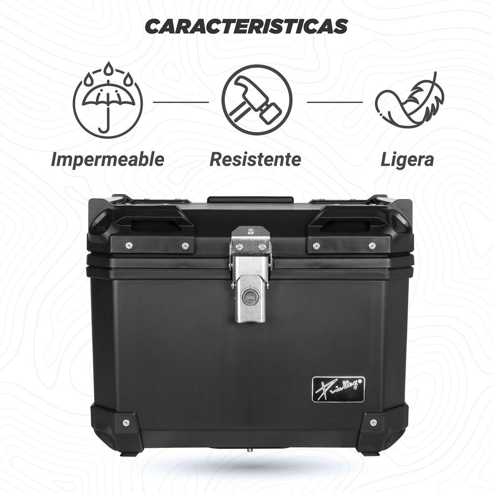 Foto 4 pulgar | Caja Portaequipajes para Motocicleta Kinlley 47l con Respaldo y Forro Universal Negro