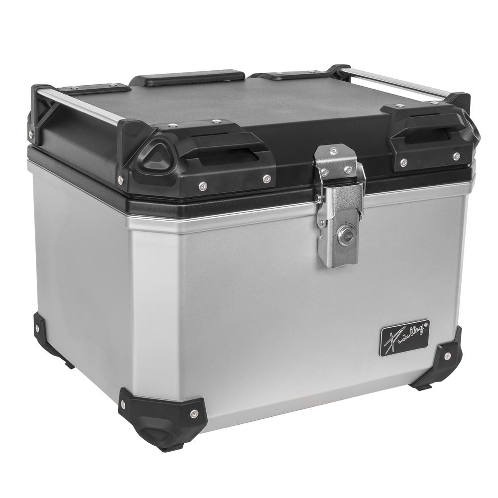 Caja Portaequipajes para Motocicleta Kinlley 47l con Respaldo y Forro Universal Plata $1,740