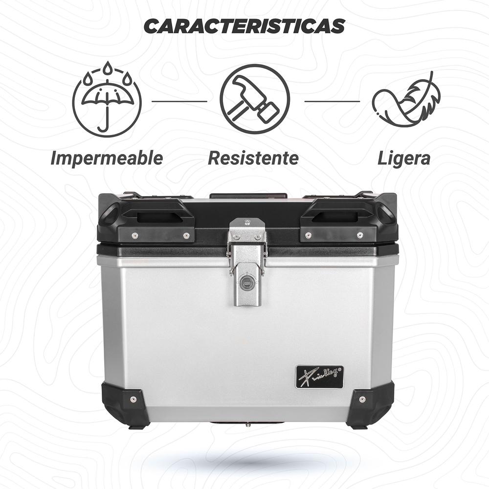 Foto 4 pulgar | Caja Portaequipajes para Motocicleta Kinlley 47l con Respaldo y Forro Universal Plata