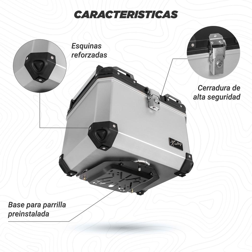 Foto 5 pulgar | Caja Portaequipajes para Motocicleta Kinlley 47l con Respaldo y Forro Universal Plata