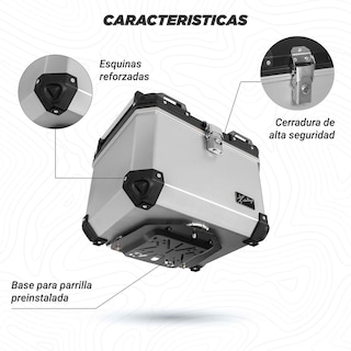 Foto 4 | Caja Portaequipajes para Motocicleta Kinlley 47l con Respaldo y Forro Universal Plata