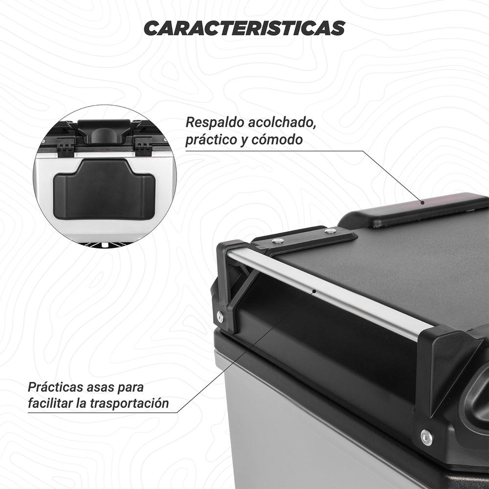 Foto 6 pulgar | Caja Portaequipajes para Motocicleta Kinlley 47l con Respaldo y Forro Universal Plata