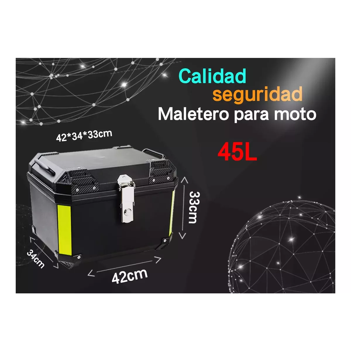 Foto 4 pulgar | Baúl Moto, Caja Respaldo 45l Eo Safe Imports Esi-16804 Negro