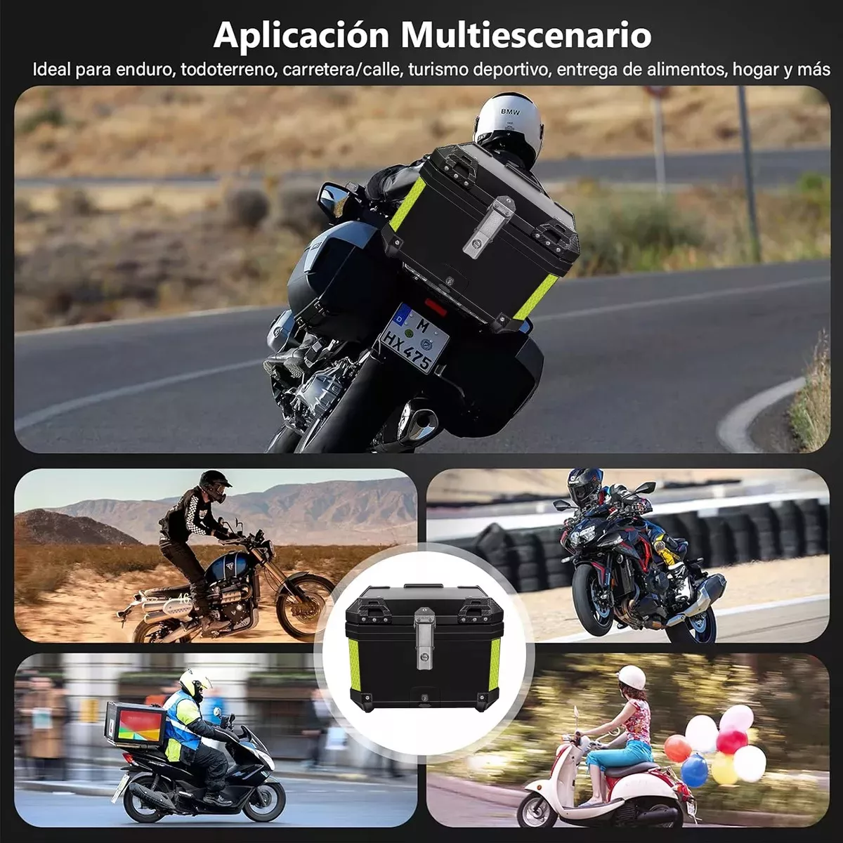 Foto 5 pulgar | Baúl Moto, Caja Respaldo 45l Eo Safe Imports Esi-16804 Negro