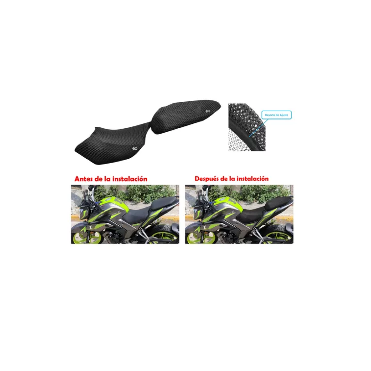 Foto 5 pulgar | Malla Cubre Asiento Motocicleta Italika 2 Plazas Eo Safe Imports Esi-13793-1 Negro