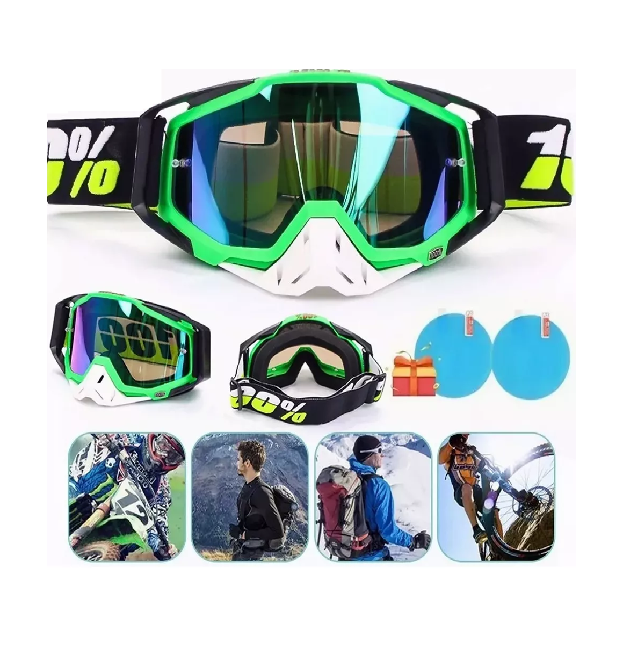 Foto 2 | Goggles Belug Antiniebla color Verde para Motocross y Esquí