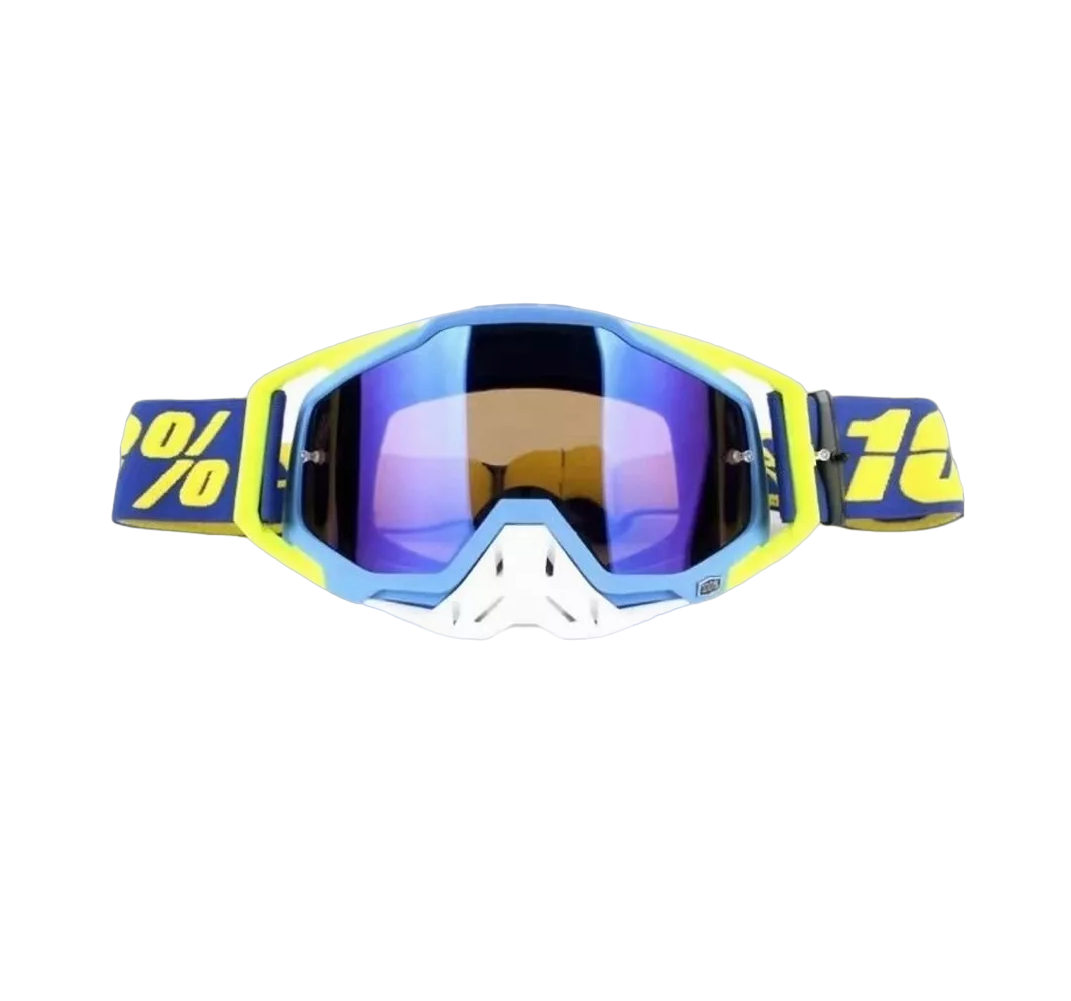 Gafas De Motocross Parabrisas Para Montar Al Aire Libre Azul/amarillo