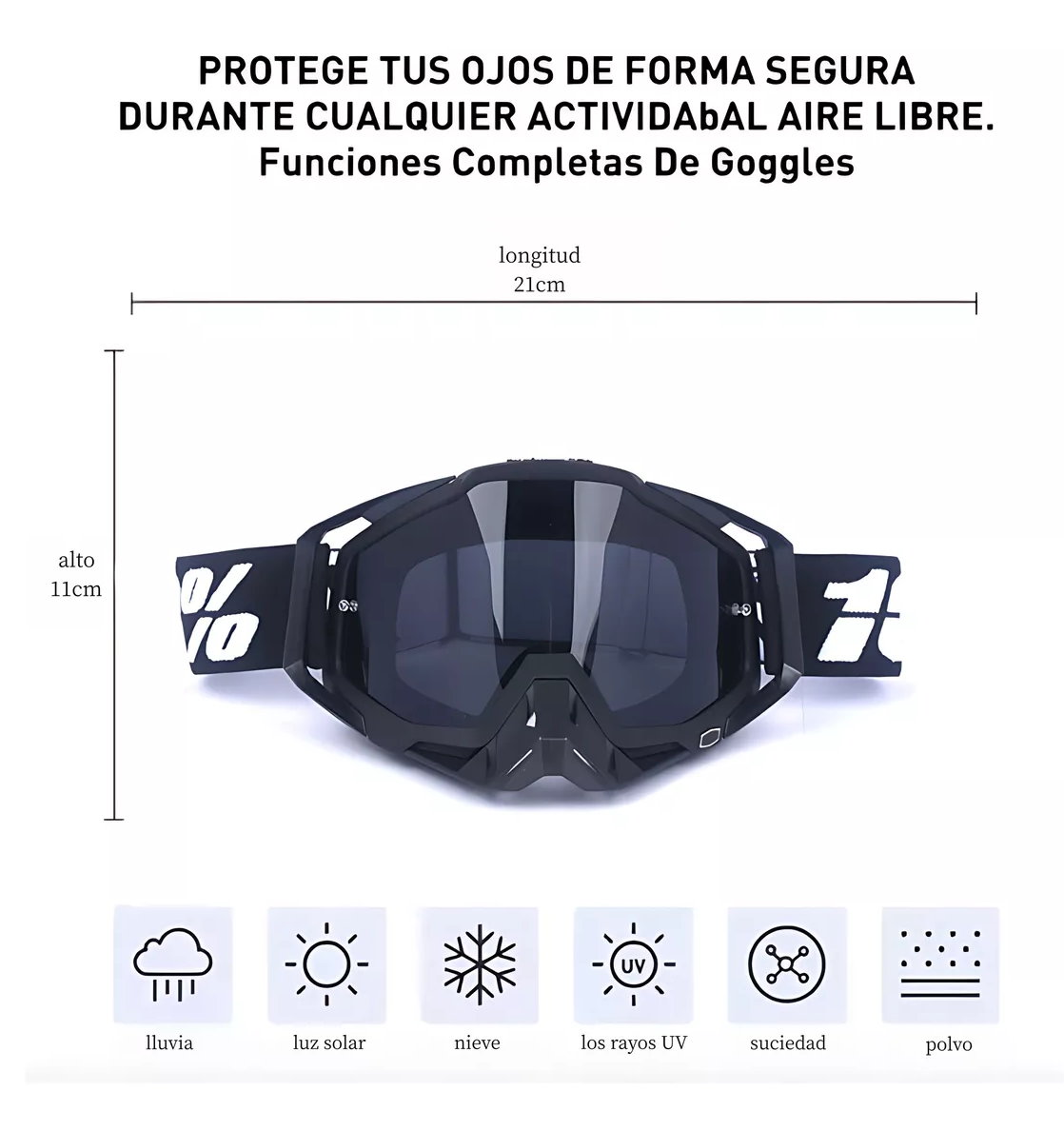 Foto 4 pulgar | Gafas De Esquí Goglesss Motocross Tacticos Anti Niebla, Negro