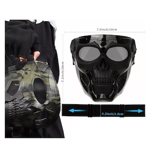 Foto 2 | Mascara De Calavera Y Goggles Tacticos Militares Motocross Eo Safe Imports Esi-8992 Negro