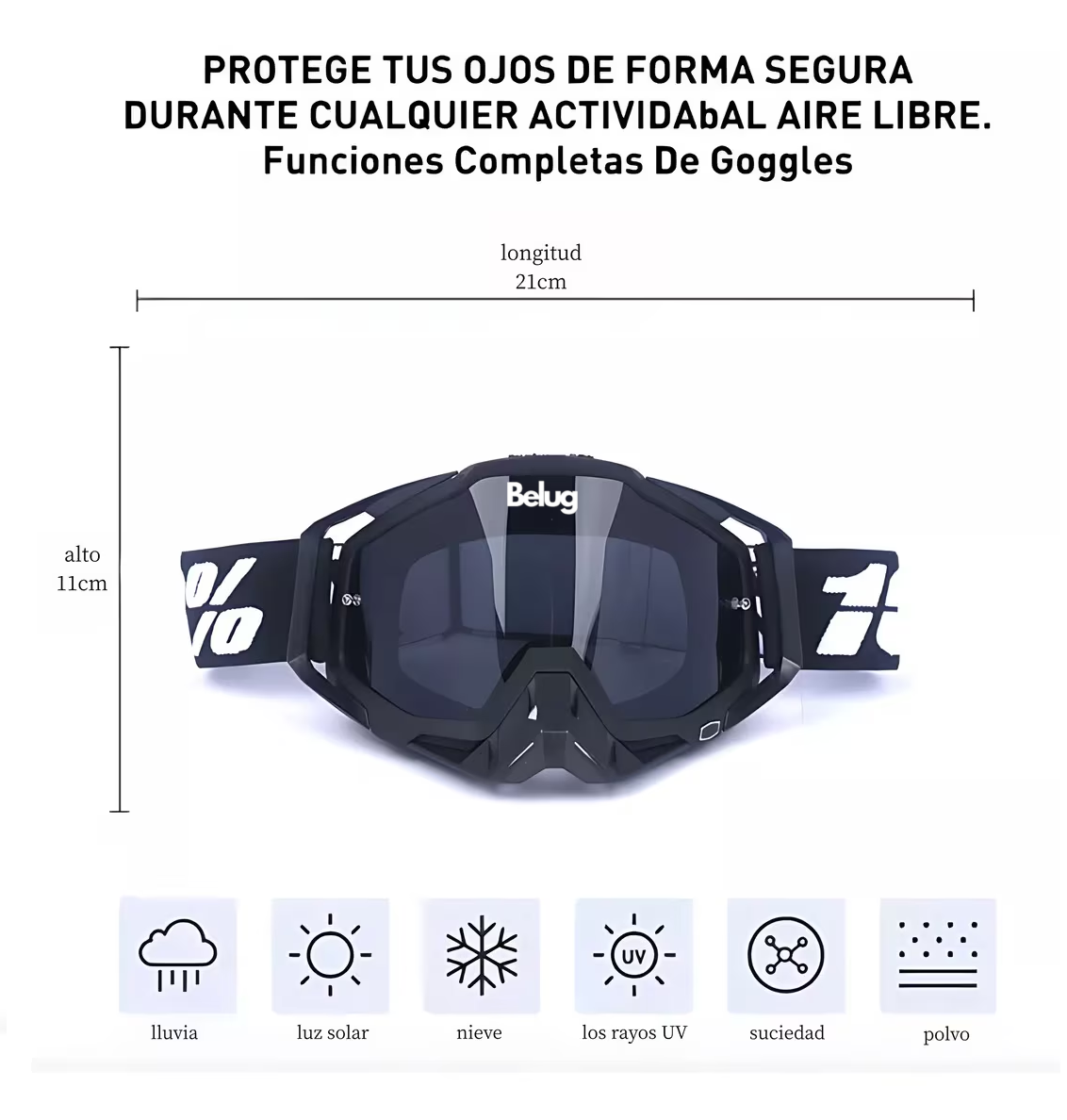 Foto 4 pulgar | Gafas De Esquí Goglesss Motocross Tácticos Anti Niebla, Belug  Negro