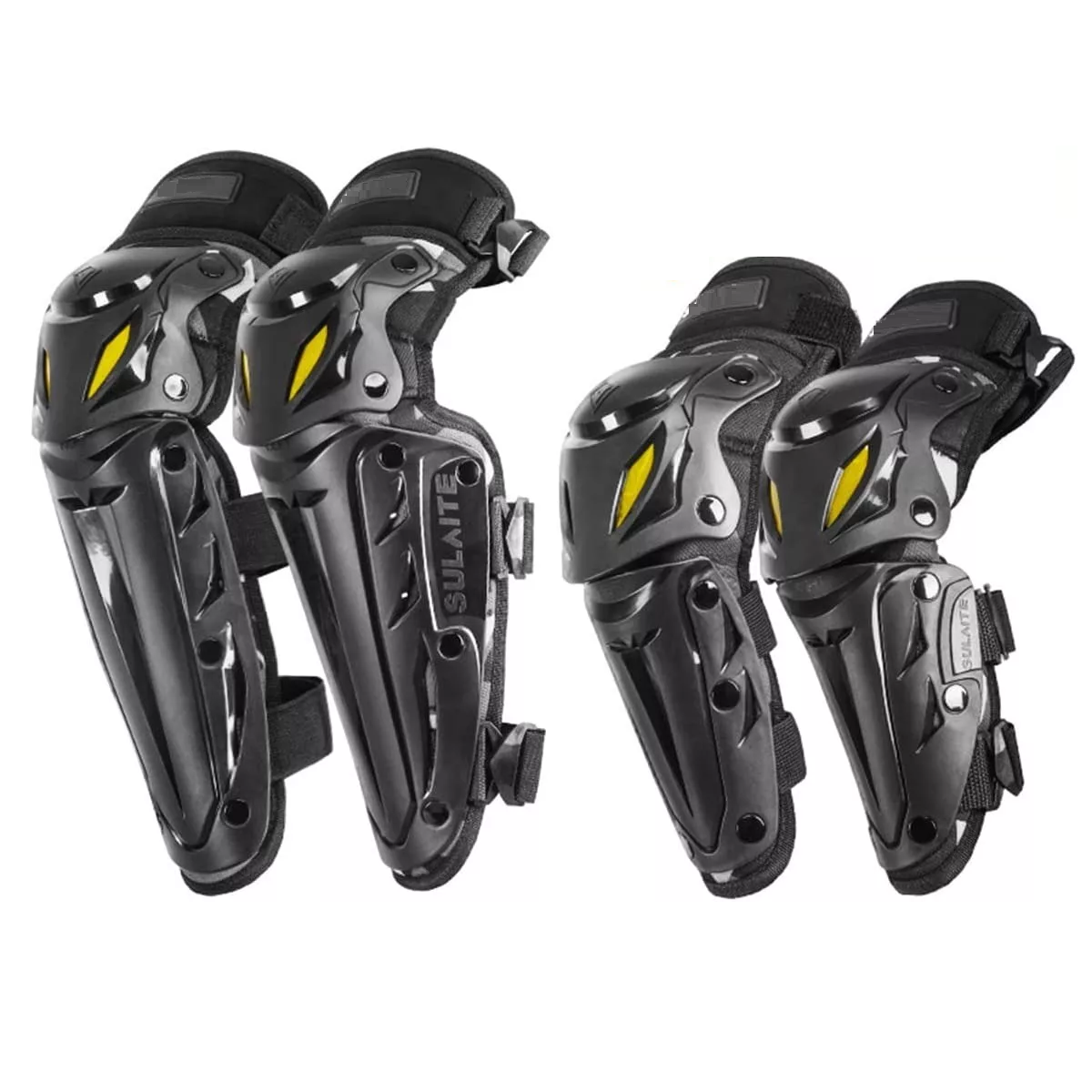 Set Rodilleras Coderas Motociclista Protección 4pz.  Eo Safe Imports Esi-9025 Negro