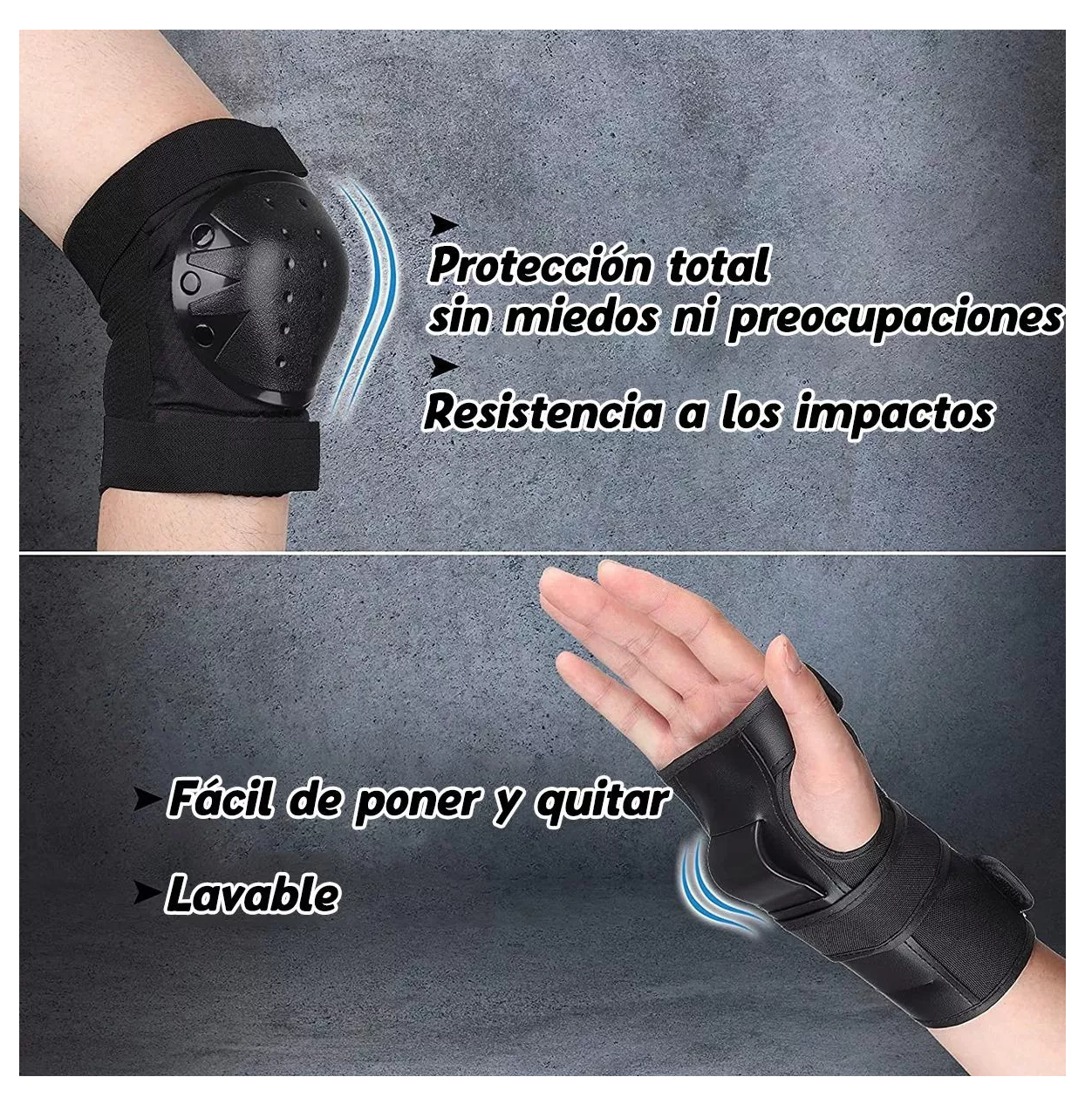 Foto 6 pulgar | Rodilleras Coderas Y Muñequeras Protección 6 Pcs Para Adulto Negro