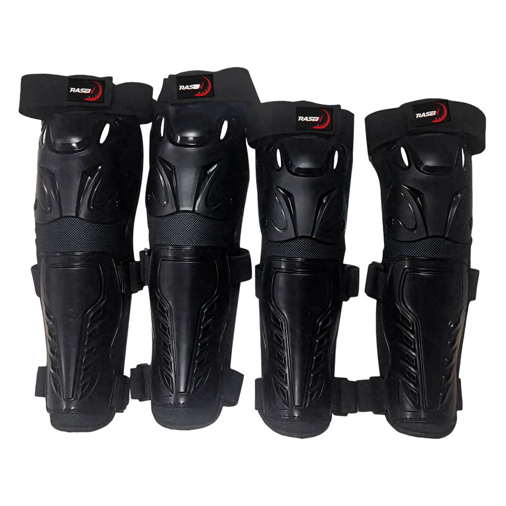Conjunto De Coderas Y Rodilleras Anticaída Ajustables Para Moto Rasen