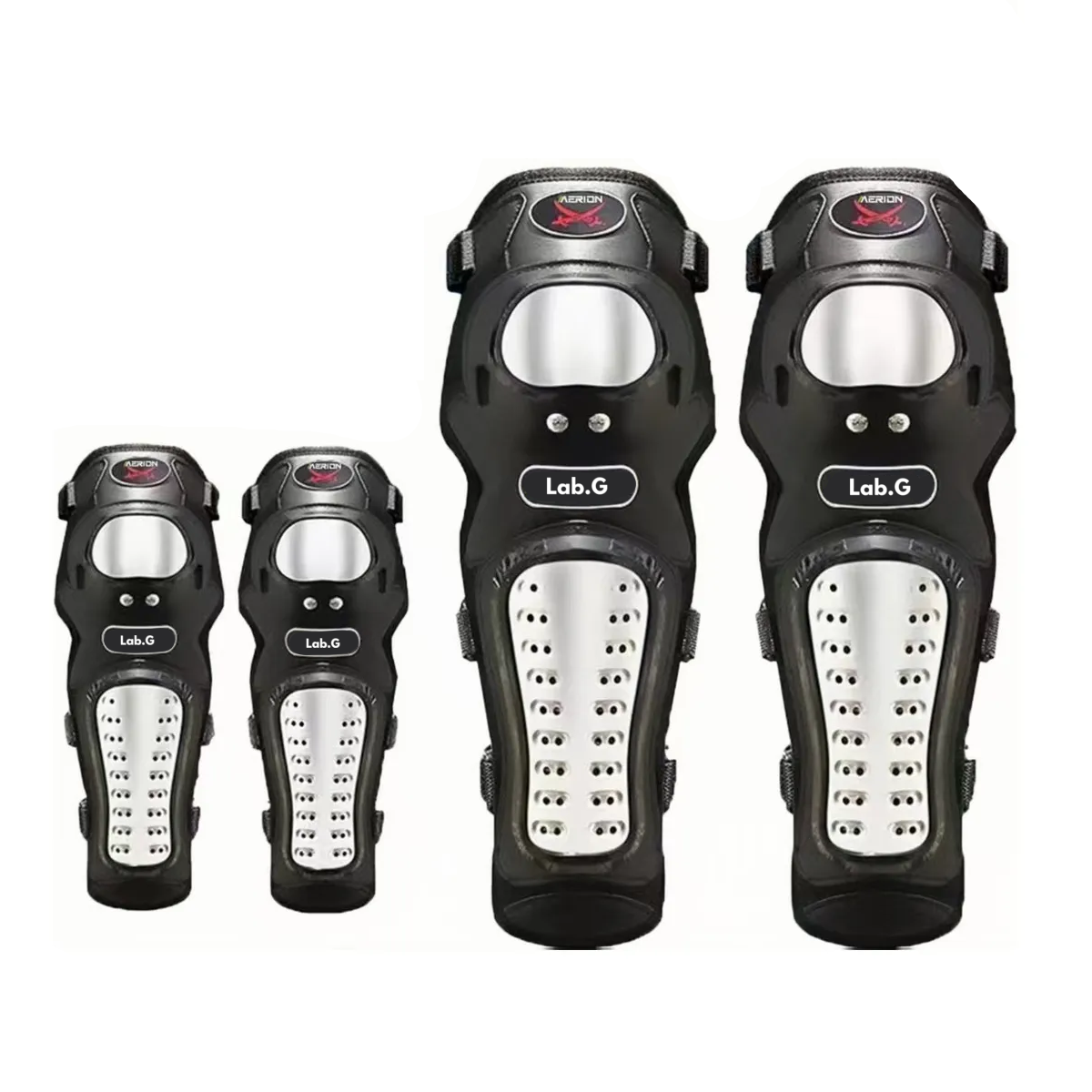 Rodilleras Coderas Motociclista Protección Metalica 4 Pzas Lab.g Negro