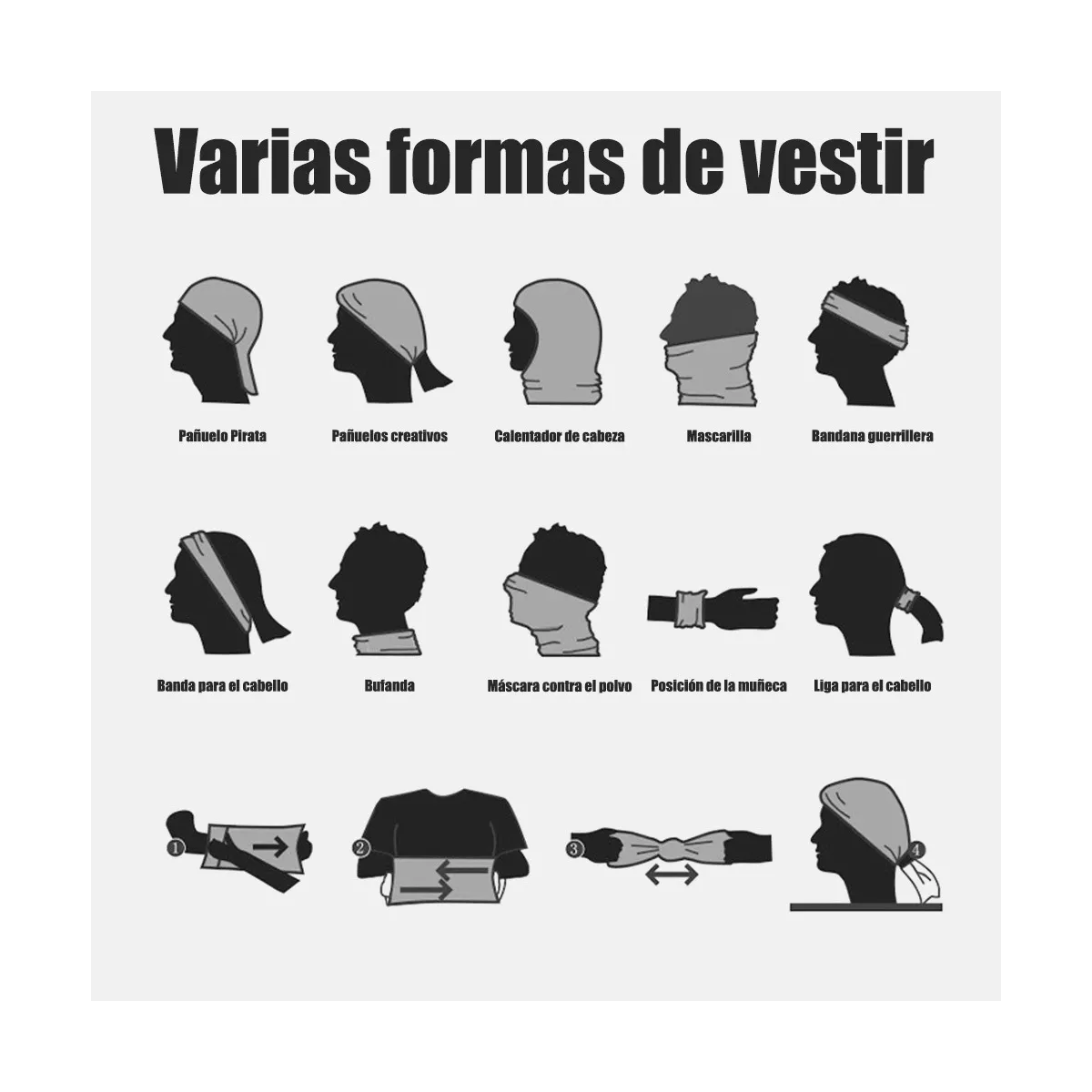 Foto 5 pulgar | Bandanas Deportivas Para Moto Ciclismo 10pzs Eo Safe Imports Esi-15890-1 Negro