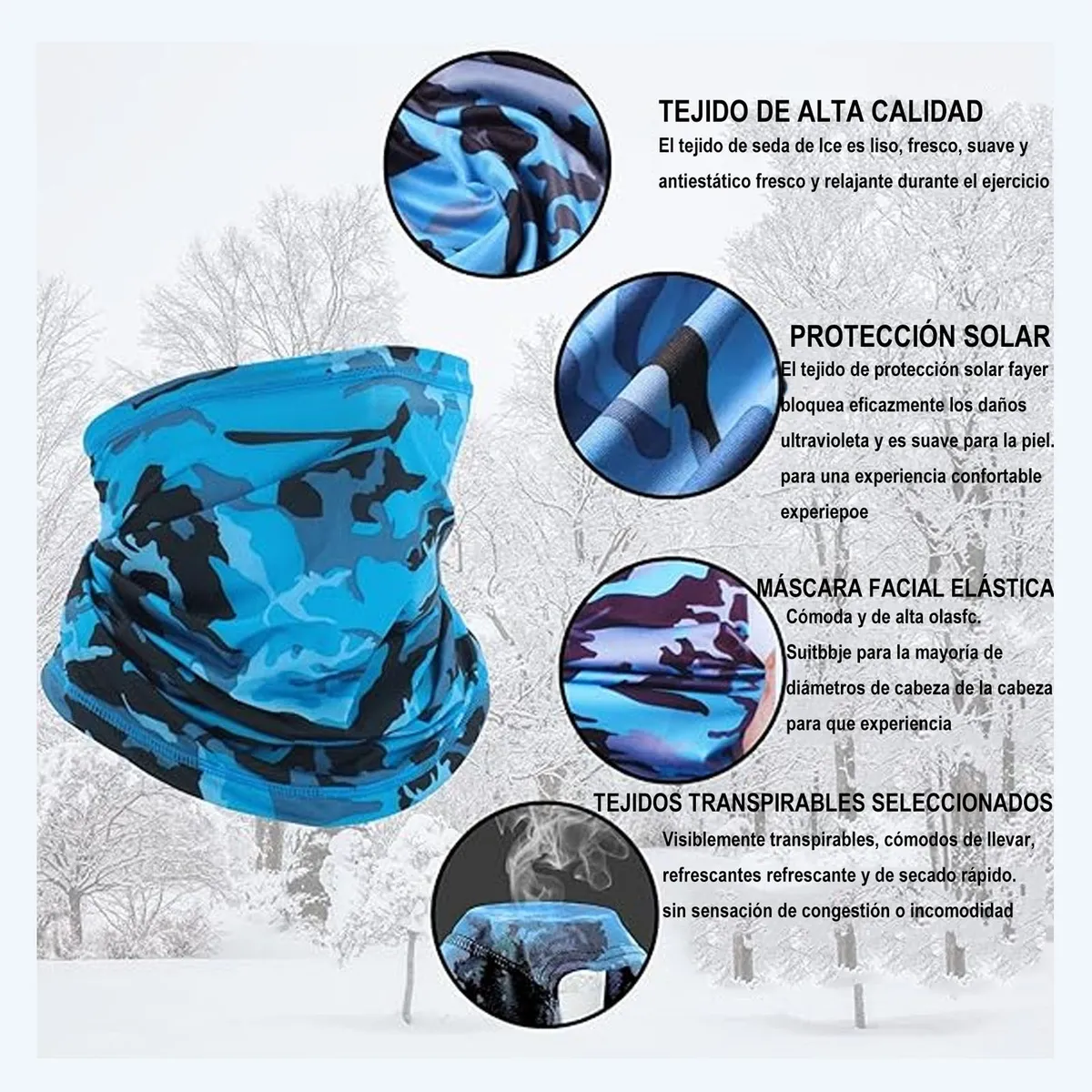 Foto 5 pulgar | 12 Pack Bandana-máscara  Belug  Sol  Transpirable  Ciclismo  Pesca Multicolor