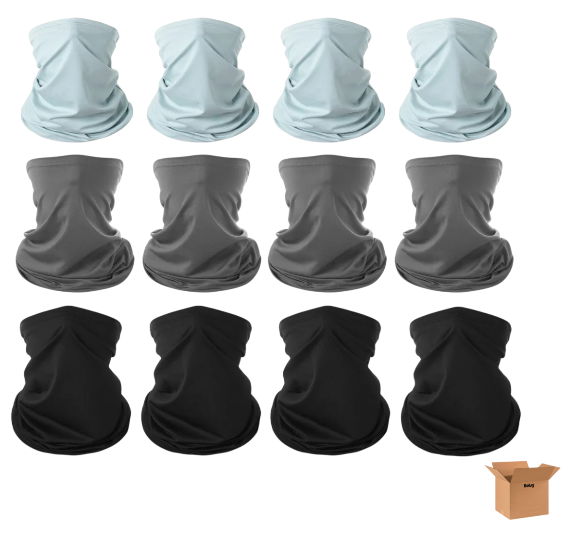 Foto 1 | 12 Pack Bandana-máscara Belug   Sol  Transpirable  Ciclismo  Pesca Blanco  Gris Y Negro