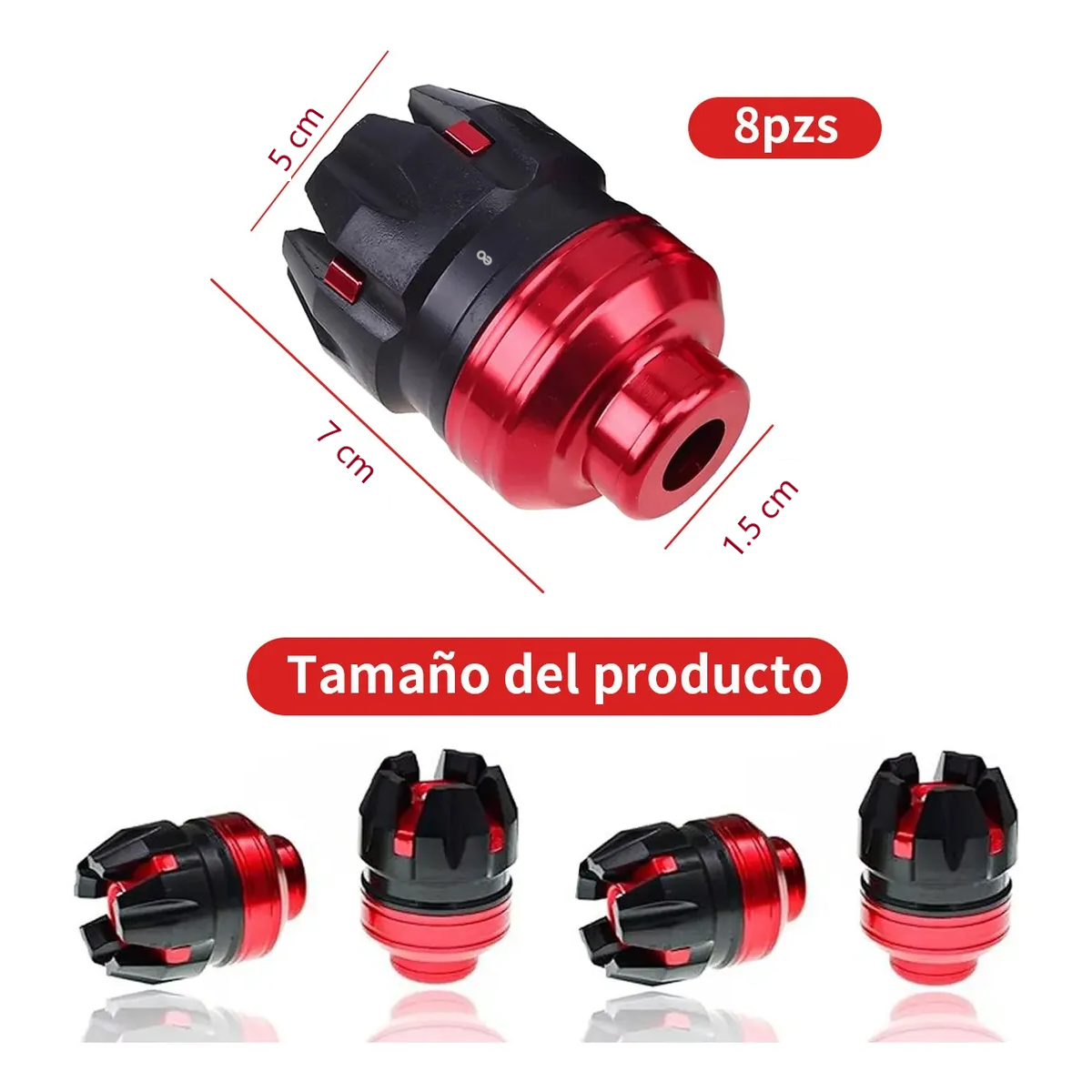 Foto 3 pulgar | Slider Eje Llanta Universal Motocicleta 8pcs Eo Safe Imports Esi-18933 Rojo