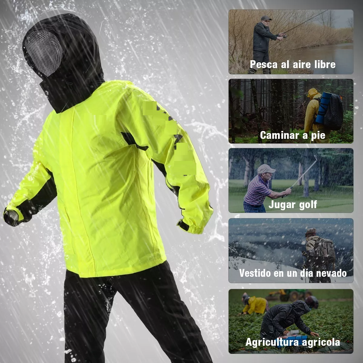 Foto 3 pulgar | Impermeable Motociclista Reflejante Con Capucha Talla  Xl  Eo Safe Imports Esi-7598 Verde