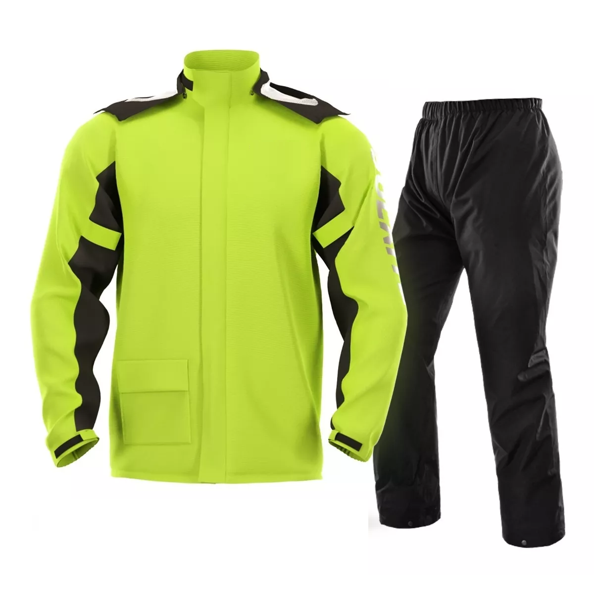 Impermeable Motociclista Reflejante Con Capucha Talla  L  Eo Safe Imports Esi-7597 Verde