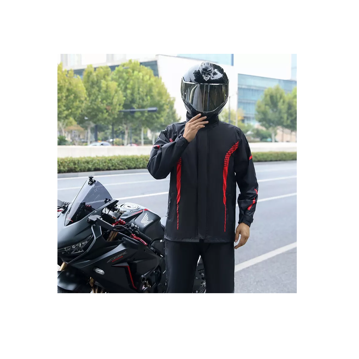 Foto 5 pulgar | Impermeable Motociclista Reflejante Con Capucha Alta  L  Eo Safe Imports Esi-13740 Multicolor