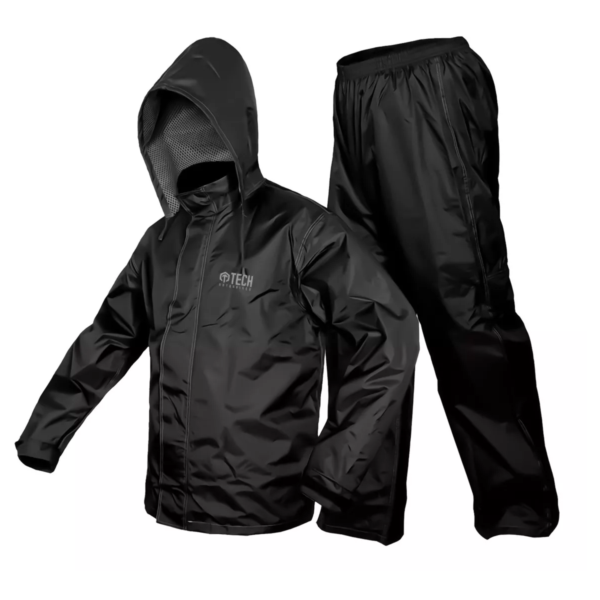 Impermeable Para Motociclista Altisima Calidad C/ Reflejante Talla Xl Eo Safe Imports Esi-13777 Negro