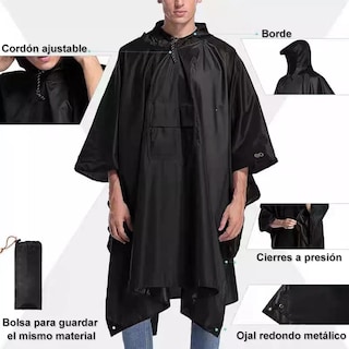 Foto 2 | Poncho De Camping Impermeable Eo Safe Imports Esi-12827 Negro
