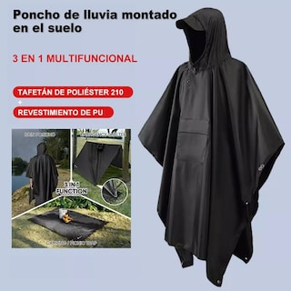 Foto 3 | Poncho De Camping Impermeable Eo Safe Imports Esi-12827 Negro