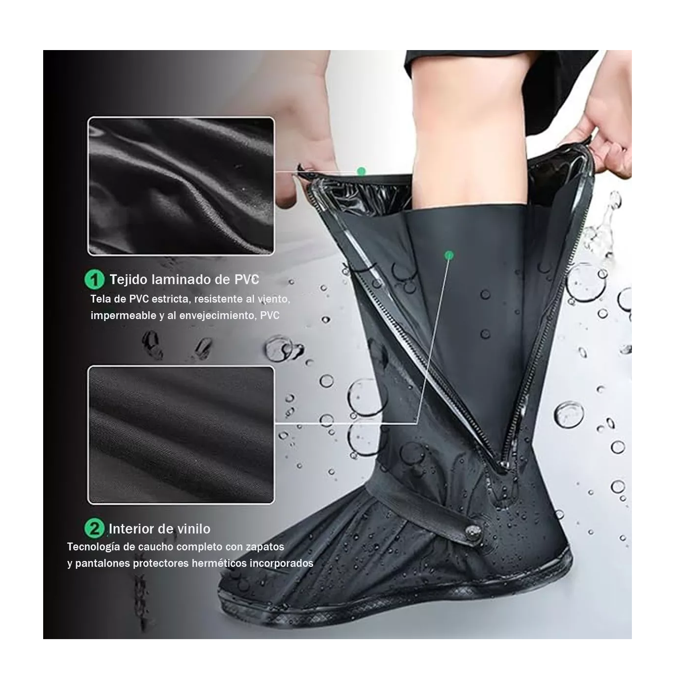 Foto 3 pulgar | Cubierta Para Zapato De Botas Impermeable Lluvia Negro Talla: L 28.5 Cm*