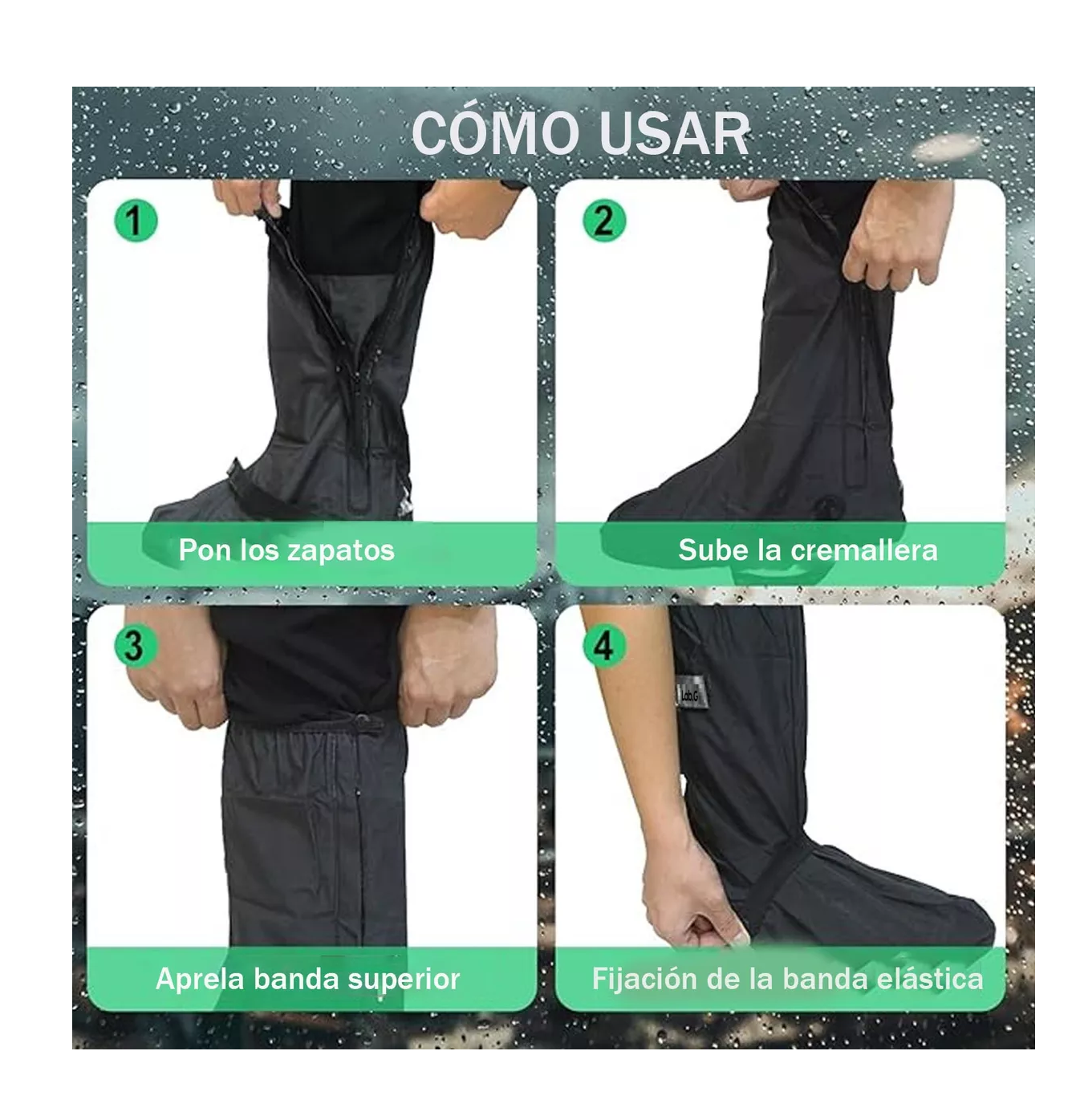 Foto 4 pulgar | Cubierta Para Zapato De Botas Impermeable Lluvia Negro Talla: L 28.5 Cm*
