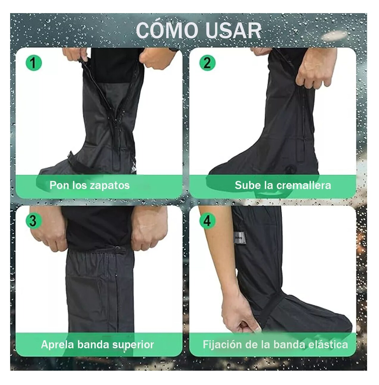 Foto 6 pulgar | Cubierta Para Zapato De Botas Impermeable Lluvia Belug *negro Talla:l 28.5 Cm*