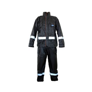 Foto 1 | Impermeable Negro De 2 Capas Para Motociclista Con Cintas Reflectantes Y Cierre Frontal