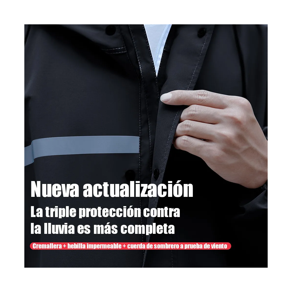 Foto 4 pulgar | Gabardina Impermeable Rompevientos Talla Xl Eo Safe Imports Esi-20766 Negro