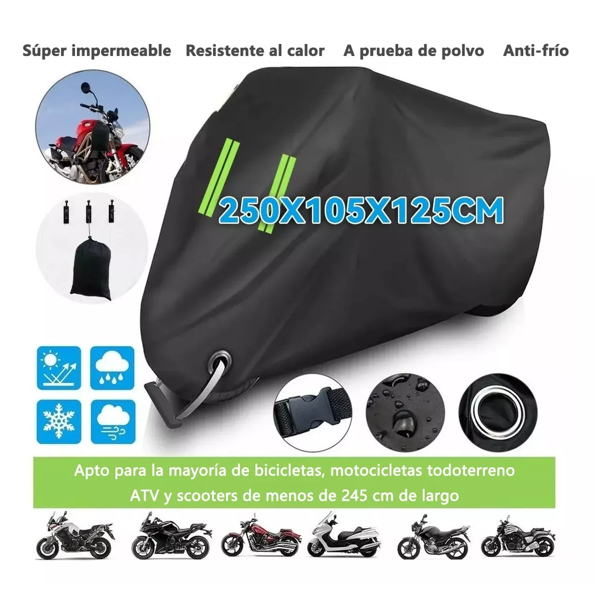 Foto 4 pulgar | Funda Protectora Impermeable para Motocicleta Eo Safe Imports Negro