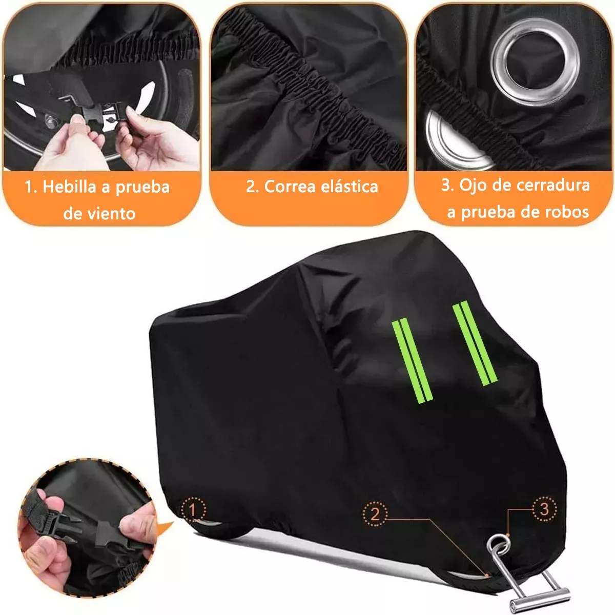 Foto 5 pulgar | Funda Protectora Impermeable para Motocicleta Eo Safe Imports Negro