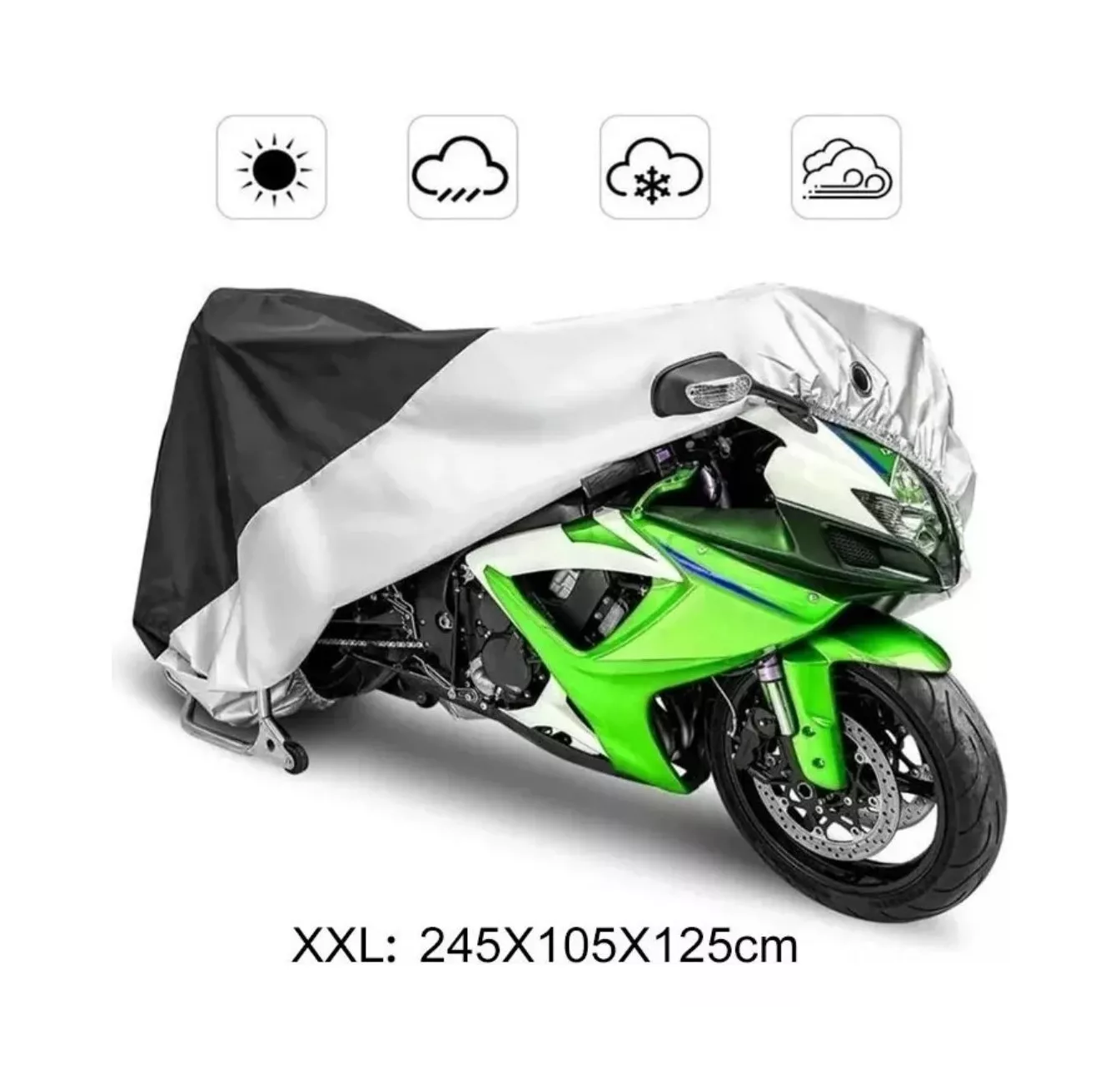 Foto 5 pulgar | Funda Para Moto Impermeable Cubierta Lona, Color Plata