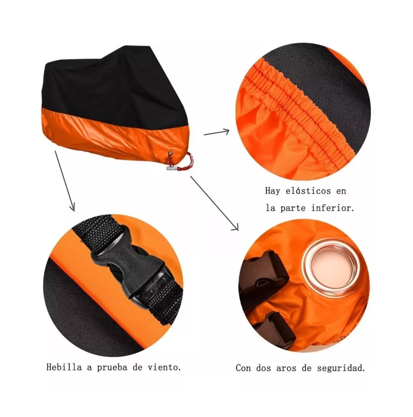 Foto 5 pulgar | Funda Para Moto Impermeable Cubierta Lona, Naranja