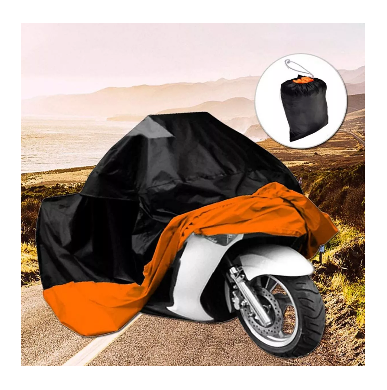 Foto 5 | Funda Para Moto Impermeable Cubierta Lona, Naranja