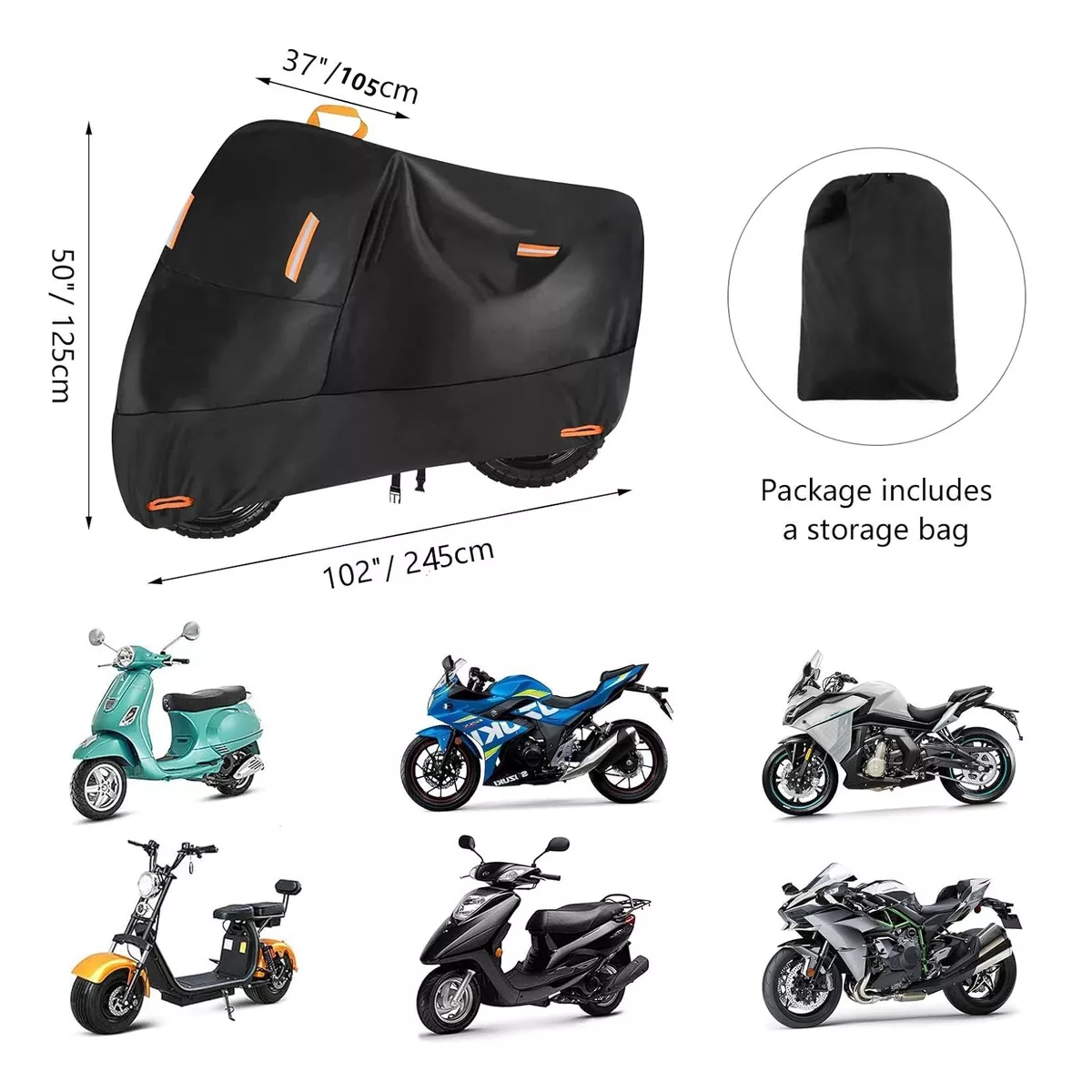 Foto 3 pulgar | Funda Motocicleta Impermeable Grueso Cubiertas Para Moto 2xl Eo Safe Imports Esi-17834 Negro