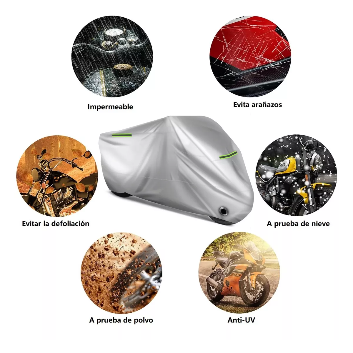 Foto 4 pulgar | Funda Antipolvo E Impermeable Para Motocicleta Xl Eo Safe Imports Esi-17838 Plata