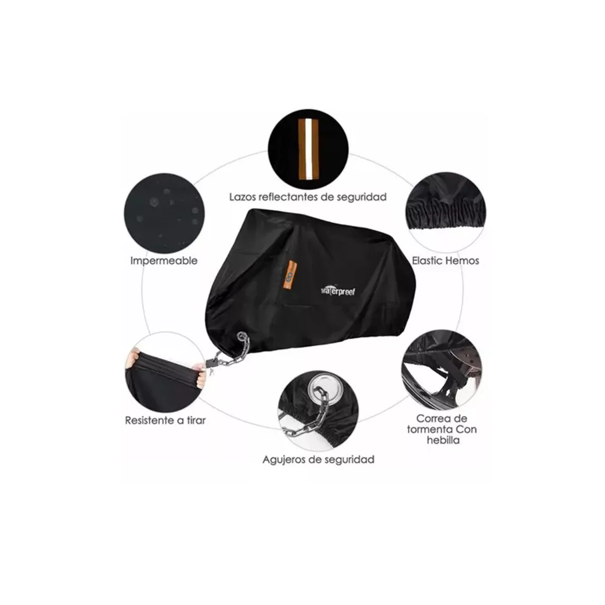 Foto 2 | Funda De Moto Impermeable, Resistente Al Polvo, A La Nieve Eo Safe Imports Esi-9009 Negro