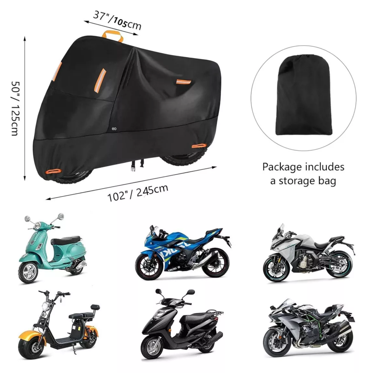 Foto 3 pulgar | Funda Motocicleta Impermeable Grueso Cubiertas Para Moto 2xl Eo Safe Imports Esi-17834-1 Negro