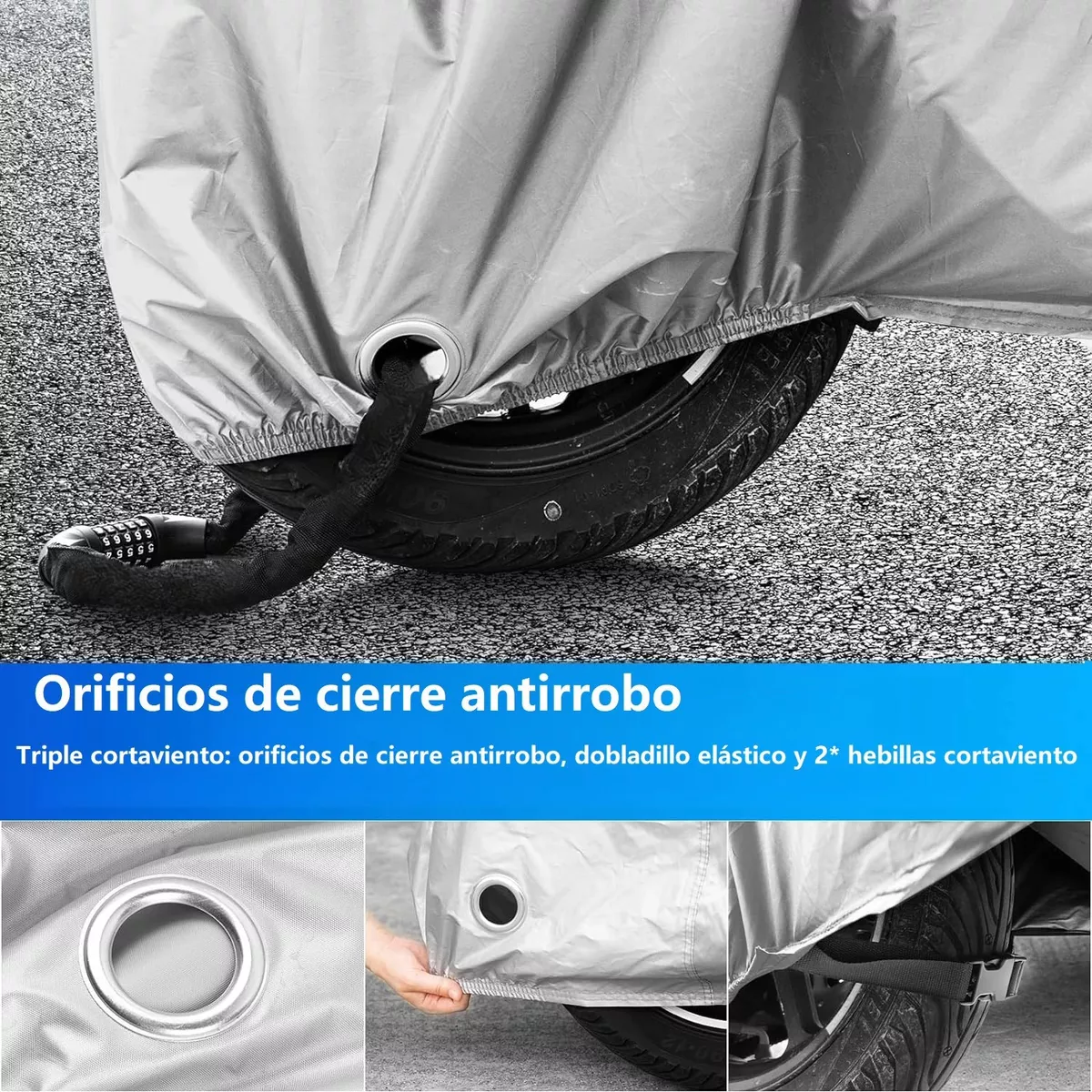 Foto 3 pulgar | Funda Antipolvo E Impermeable Para Motocicleta Xl Eo Safe Imports Esi-17838-1 Plata