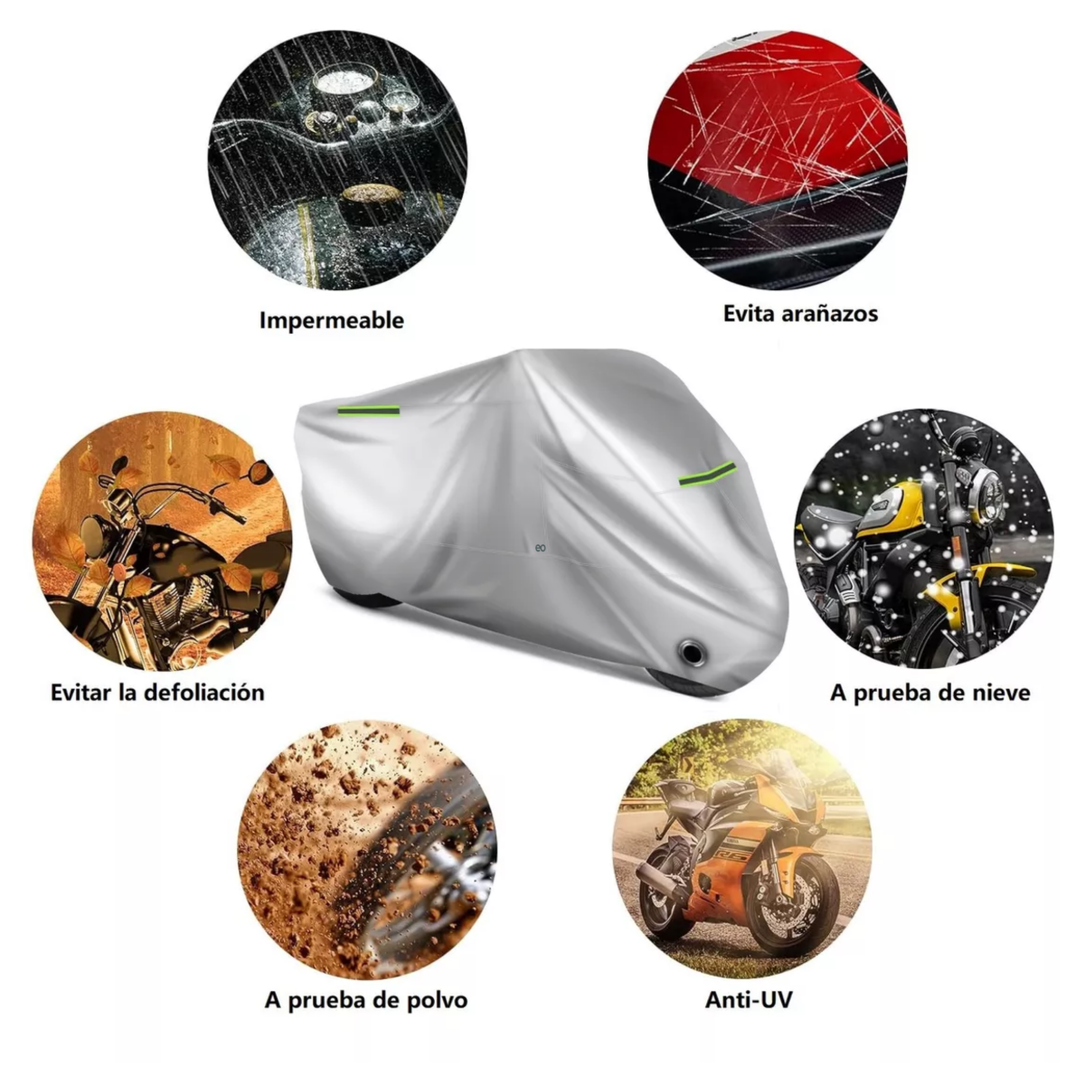 Foto 4 pulgar | Funda Antipolvo E Impermeable Para Motocicleta Xl Eo Safe Imports Esi-17838-1 Plata