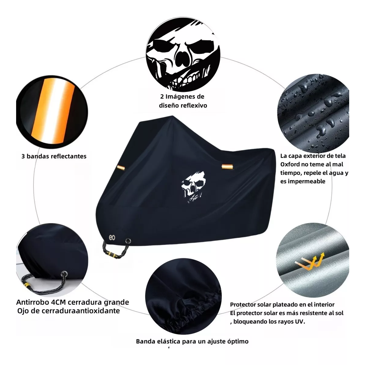 Foto 4 pulgar | Funda Para Moto Impermeable Cubierta Grueso Eo Safe Imports Esi-17830-1 Negro