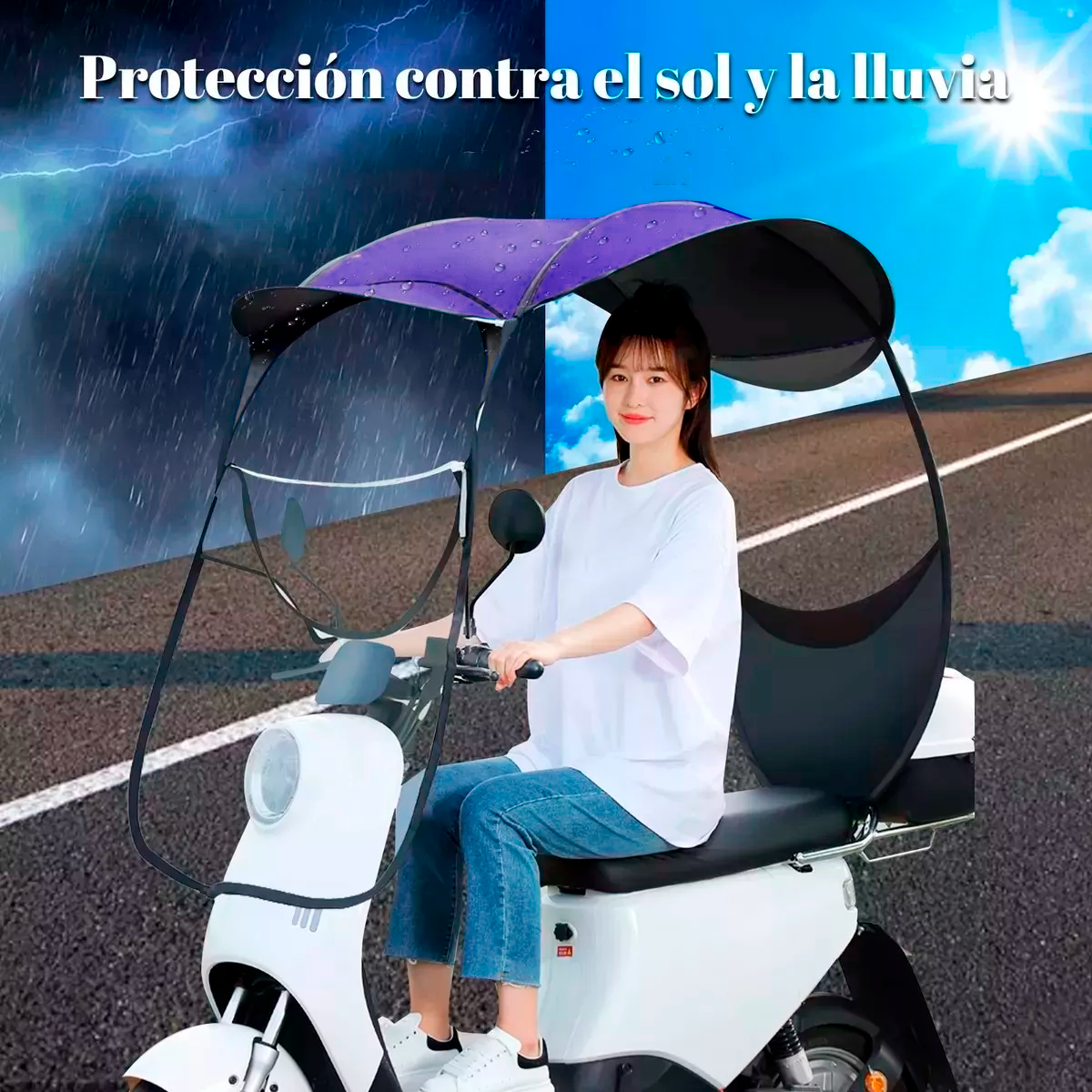 Foto 2 | Cubresol, Toldo, Para Motoneta, Impermeable, Proteccion Contra La Lluvia, Materiales De Alta Resistencia