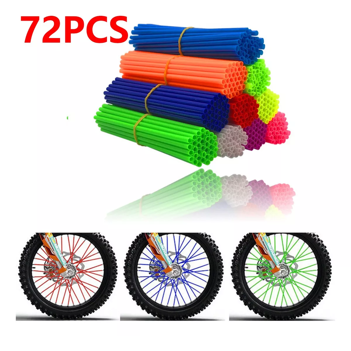 Foto 4 pulgar | Juego 72pcs 24cm Popotes Cubre Rayos Motocross Bicicleta Eo Safe Imports Esi-10208 Negro