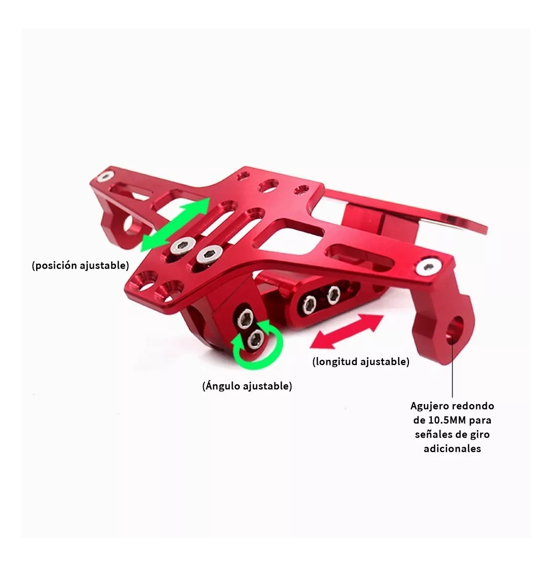 Foto 4 pulgar | Soporte Ajustable para Matrícula de Motocicleta con Luces Rojo