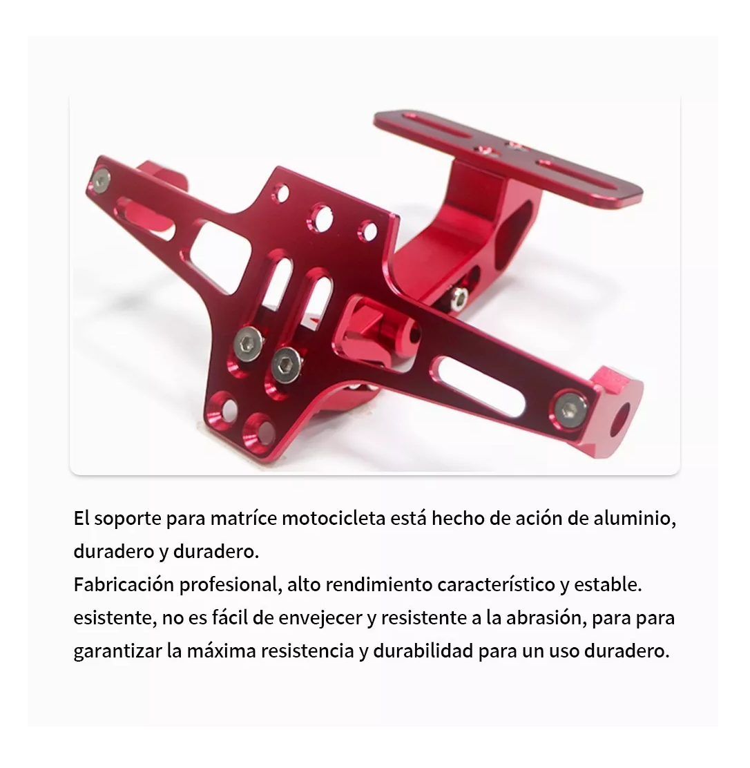 Foto 5 pulgar | Soporte Ajustable para Matrícula de Motocicleta con Luces Rojo