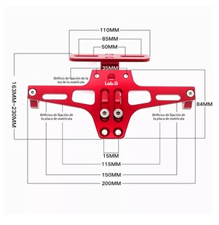 Foto 4 | Soporte Ajustable para Matrícula de Motocicleta con Luces Rojo
